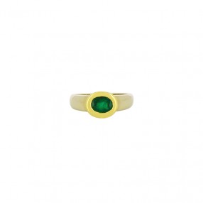 Bague en Deux Tons et Emeraude