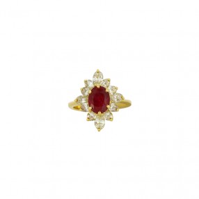 Bague Marquise en Or Rubis...