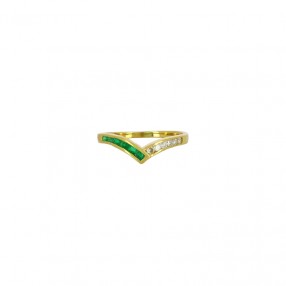 Bague Fine en Or Emeraudes...