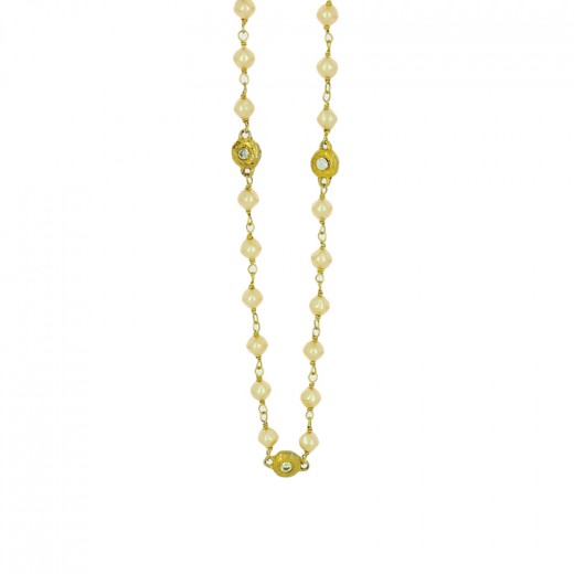 Sautoir Chanel Vintage en Perles de Verre Blanches