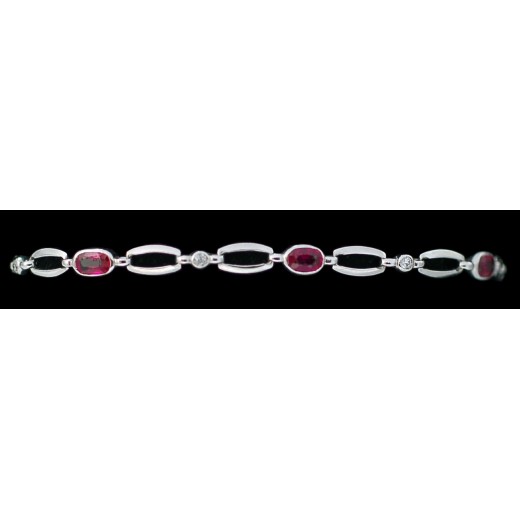 Bracelet ligne rubis diamants