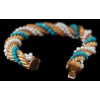 Bracelet torsadé turquoises, perles et or