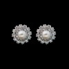 Boucles d'oreilles fleurs diamants et perles
