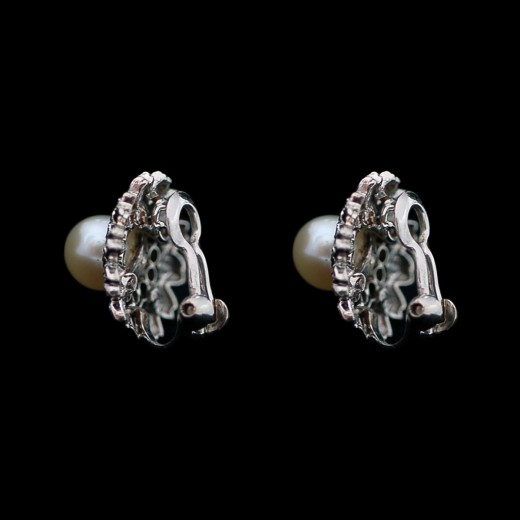 Boucles D'oreilles Vintage Fleurs Et Perles - Dormeuses En Résine Et Laiton - Multicolore