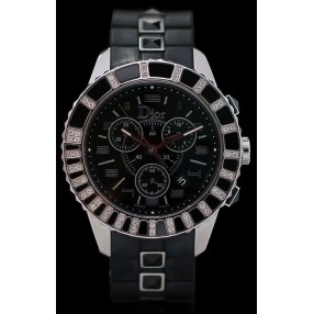 Montre Dior " Christal " Chrono Diamants Cristaux Noirs