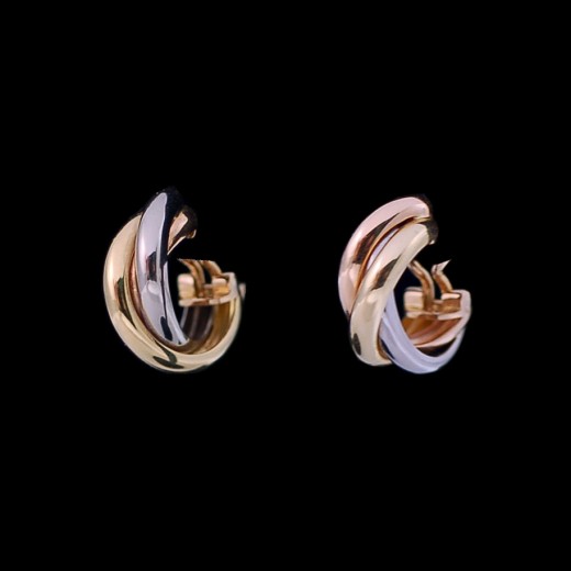 Boucles D'oreilles Créoles En Or 18 Carats 3 Ors - Poids 7.23g - Neuf Avec étiquettes
