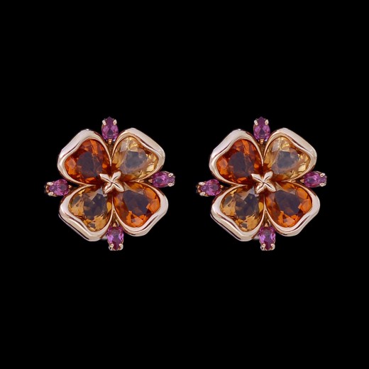 Boucles d'oreilles fantaisie marron Trèfle