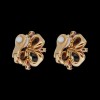 Boucles d'oreilles Chanel " Trefle " Or, Citrines et Rhodolites