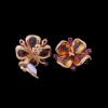 Boucles d'oreilles Chanel " Trefle " Or, Citrines et Rhodolites