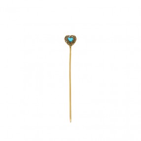 Broche Stickpin Victorienne En Fer à Cheval – Or 9 Carats, Perles Et Pâte