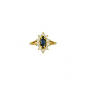 Bague Marquise en Saphir et...