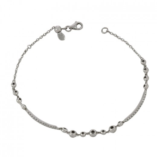 Bracciale rigido a schiava in oro bianco 18kt e diamanti - Gioielleria Dassi | Arte Orafa Italiana