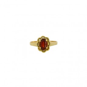 Bague Fleur en Or et Grenat