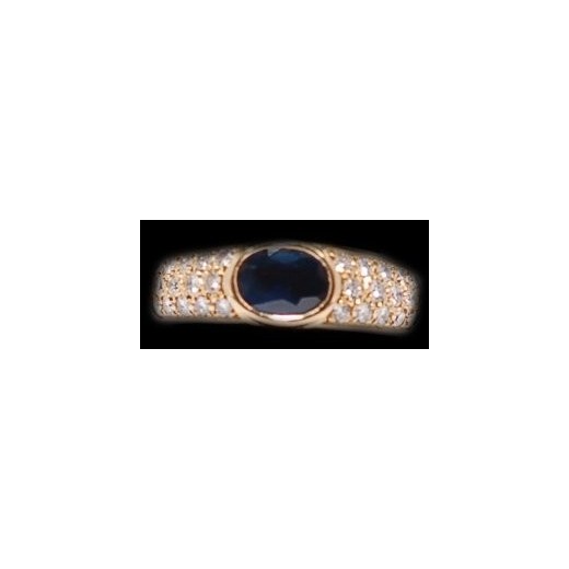 Bague jonc saphir diamants