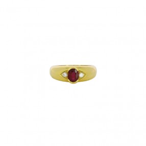 Bague Jonc en Or Rubis et...