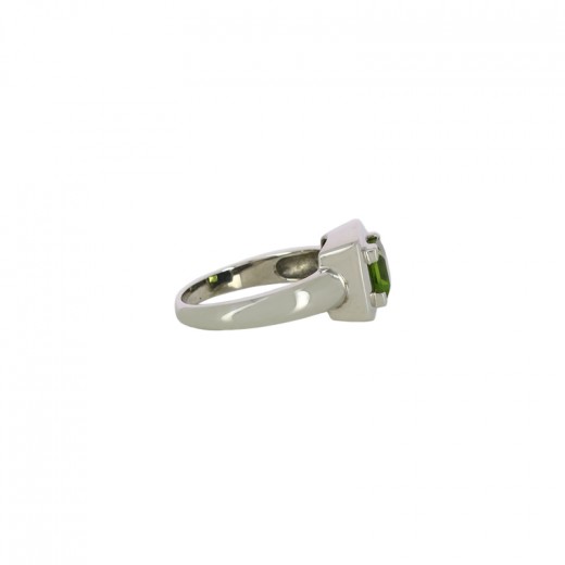 Bague En Péridot Naturel 14x13mm - Argent Fin Taille 55 - Neuf Avec Étiquettes