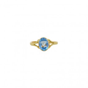 Bague en Or et Topaze Bleue