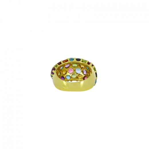 Bague Ancienne Style « Tutti Fruitti » En Or 18 Carats - Taille 52 - Occasion Vintage