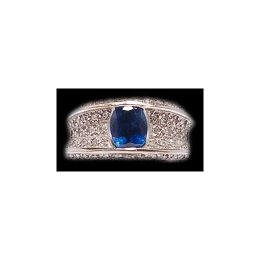 Bague jonc saphir diamants 2 tons d'or