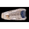 Bague jonc saphir diamants 2 tons d'or