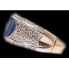 Bague jonc saphir diamants 2 tons d'or