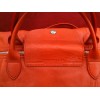 Sac Longchamp pliage cuir orange