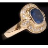 Bague saphir entourage diamants en Or