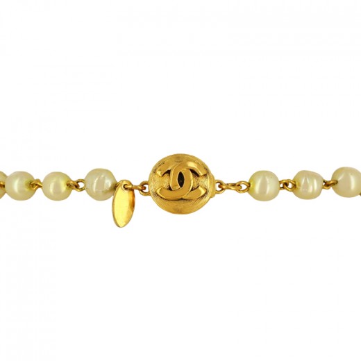 Collier Vintage En Perles De Pierre Verte - Longueur 74 Cm - Occasion - France