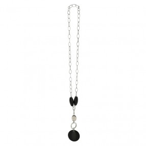 Collier Long en Argent et Onyx